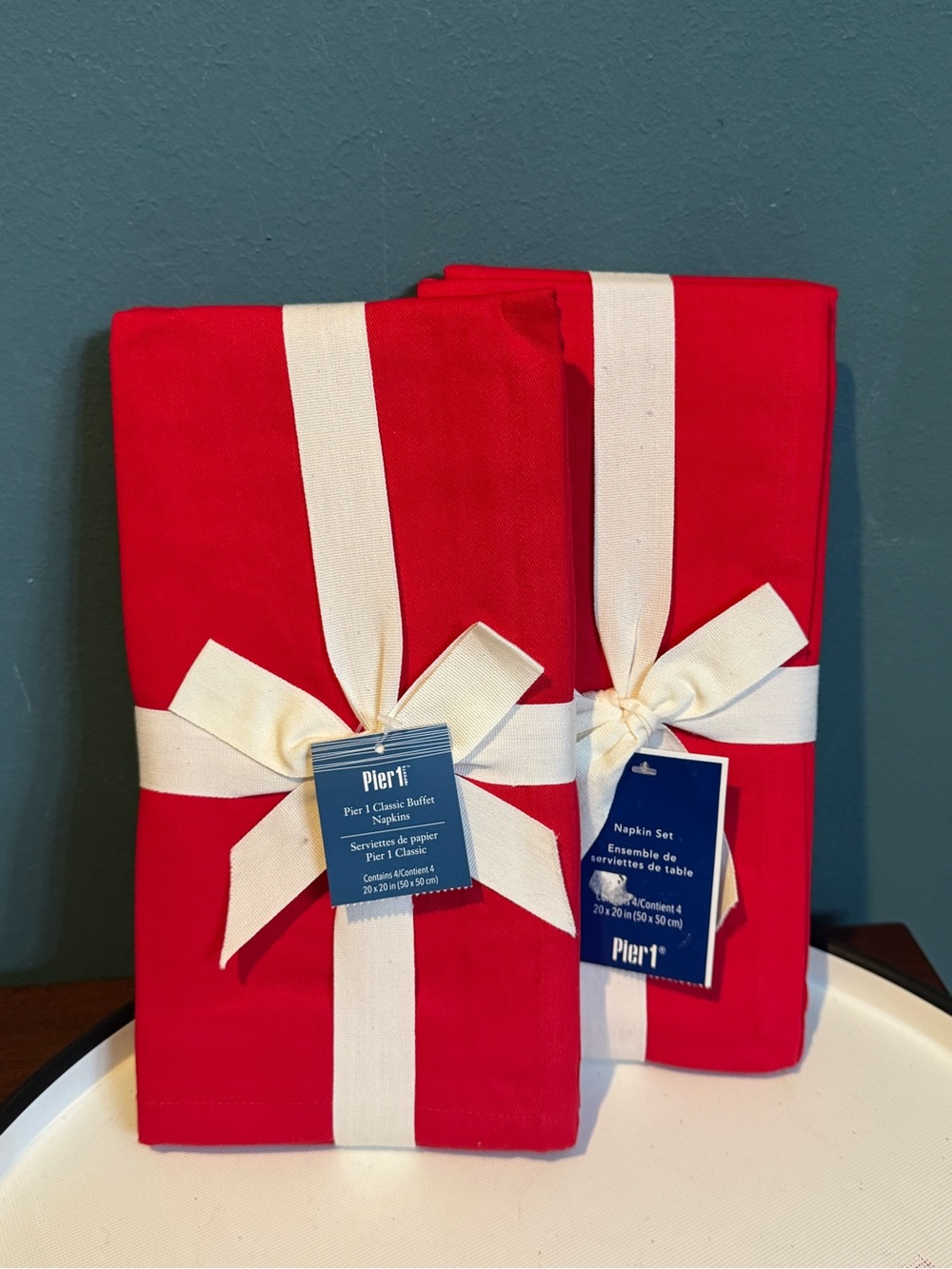 NWT Pier 1 Set of 8 Red Buffet Cotton Napkins